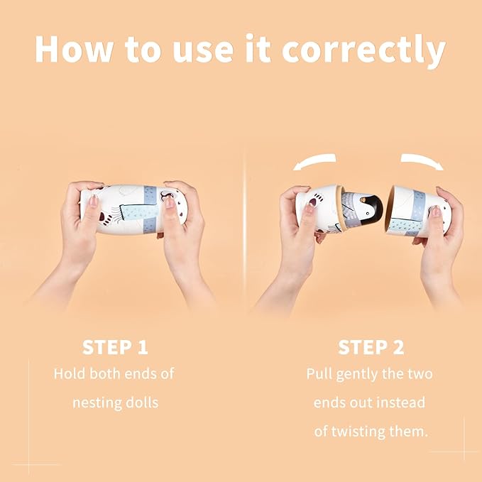 Nesting Dolls, 5Pcs 6" Tall Russian Nesting Dolls, Polar Bear Christmas Decorations，Handmade Matryoshka for Kids, Wooden Stacking Toys for Christmas Home Wedding Party Decorations (Polar Bear)