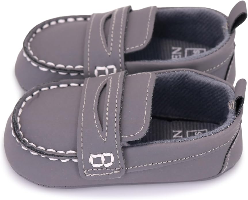 LONSOEN Baby Girls Boys Loafers Prewalker Dress Crib Shoes