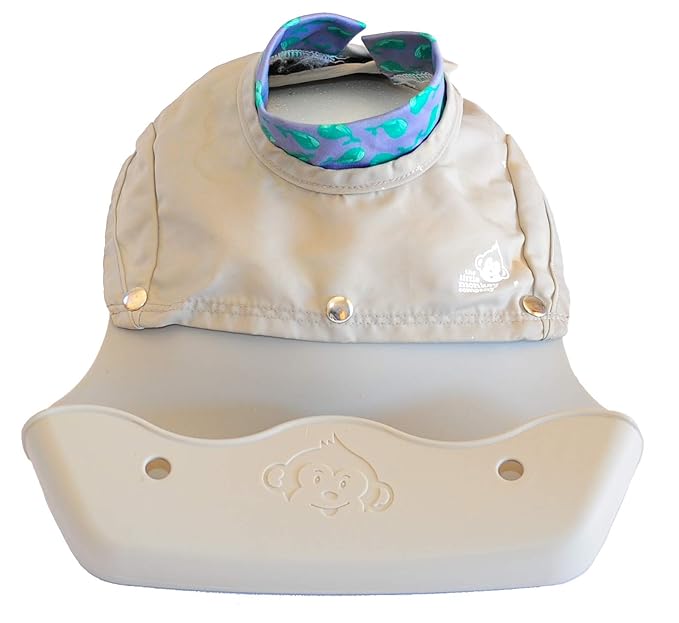 Freddie Bib - 2-in-1 Waterproof Baby Bib with Silicone Crumb Catcher, Full Coverage High Neck & Shoulder Protection, Portable Roll-Up Design, for Infants & Toddlers 4+months