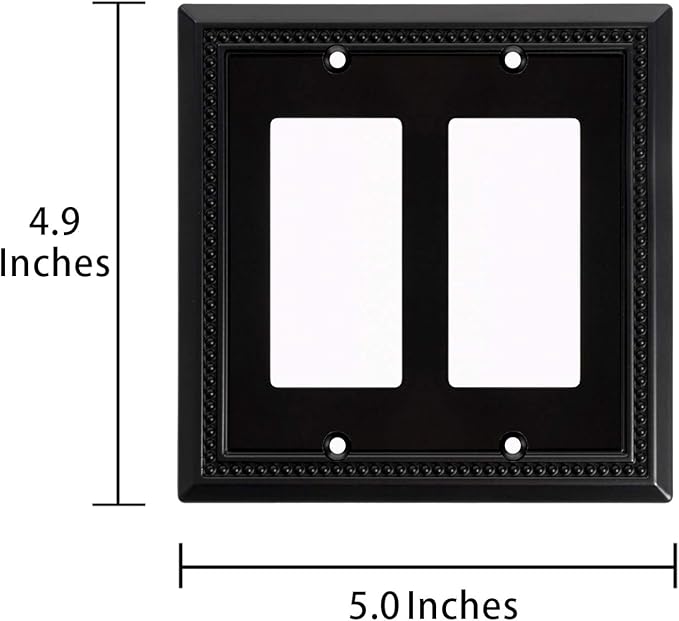 Henne Bery Sunken Pearls Heavy Duty Decorative Wall Plate Switch Plate Outlet Cover (Double Decorator, Matte Black)