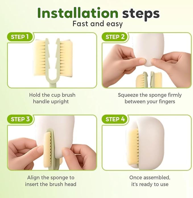 5-in-1 Bottle Cleaning Brush Set, 2026 New Multifunctional Baby Bottle Brush with Long Handle, Gap Cleaner & Scrubber for Water Bottle Lid, Straw, Travel Mugs and Home Kitchen Use (Yellow)