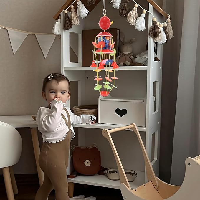 YARNOW Vintage Boy Girl Wind up Hanging Bell Toy Musical Bedside Crib Mobile for Boy Girl Retro Animal Neck Bell Wind Chime Engaging Music Instrument for Nursery Decor