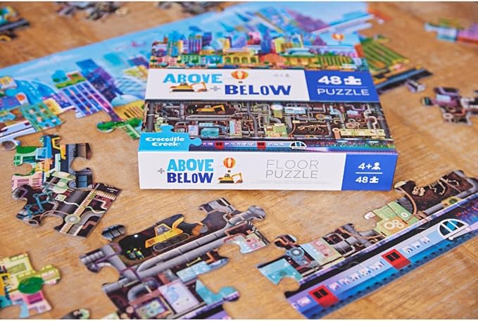 Crocodile Creek Above + Below 48-Piece Jigsaw Floor Puzzle - Fun Floor Puzzles for Kids Ages 4-8, Big City