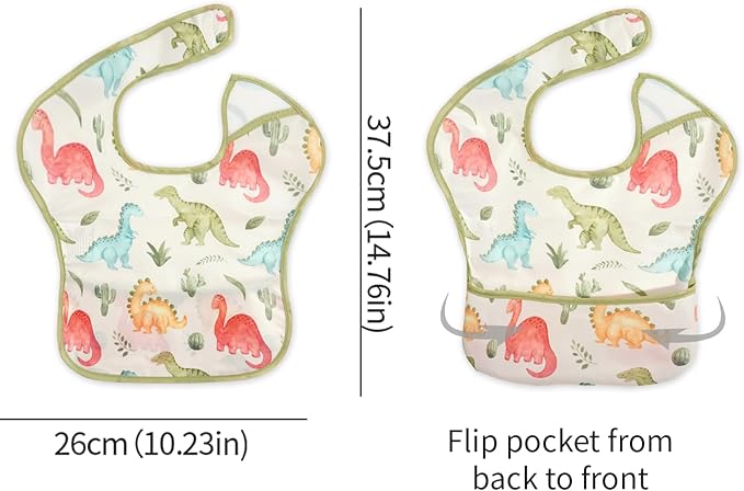 3-Pack Waterproof Baby Bibs for Eating - Lightweight Feeding Bibs, Mess Proof, Baby Essential Must Have for Eating