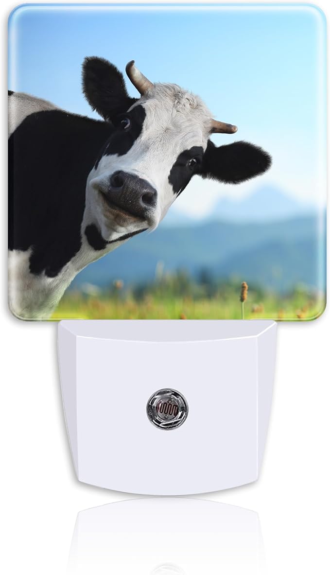 Plug Night Light,Funny Cow on Grass Night Light Lamp Auto Sensor Energy Efficient Dusk to Dawn Lights for Girls Boys Women Room Decor,Hallway,Kitchen,Bathroom,Nursery,Stairs