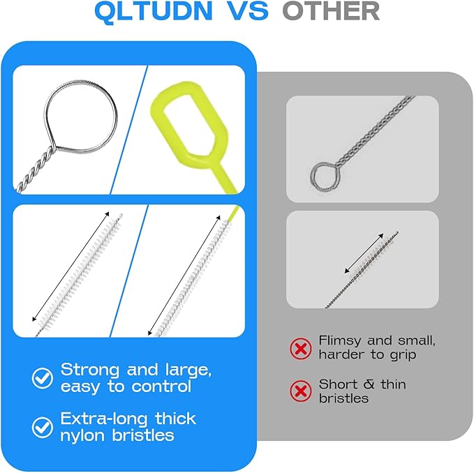 8-Piece Straw Cleaner Brush Set for Cleaning Straws - (4-Size) Extra Long Nylon Pipe Cleaners, Reusable Straw Cleaning Brush for Stanley Tumbler, Sippy Cup, Baby Bottle and Tubes (Type B)