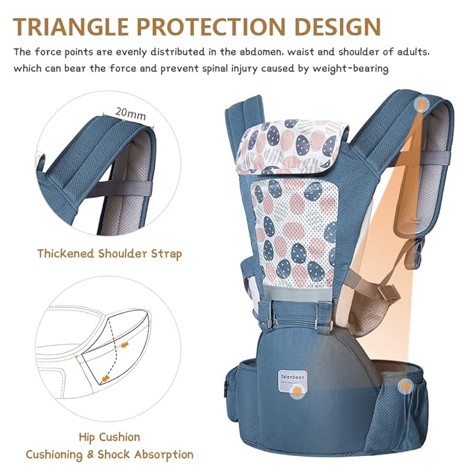 Baby Carrier 6-in-1 Newborn to Toddler, Baby Carrier with Hip Seat Lumbar Support 7-41 lbs, Baby Soft Carrier for All Seasons & Positions, Adjustable Size for Shopping Hiking Travelling