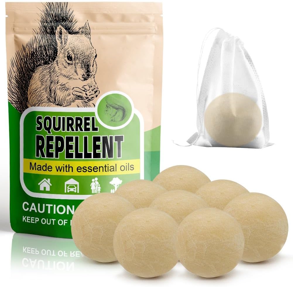 Squirrel Repellent Outdoor, Chipmunk Repellent for Attic/Garden/Bird Feeders/Plants/Cars, Deterrent Squirrels, Keep Chipmunks Away-Pack of 8