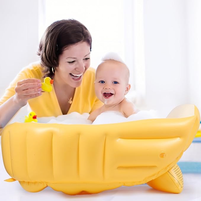 MINK Inflatable Baby Bathtub – Compact, Portable Bath Tub with Anti-Sliding Saddle Horn Seat, Ideal for Travel & Home – Suitable for Infants 0-6 Months