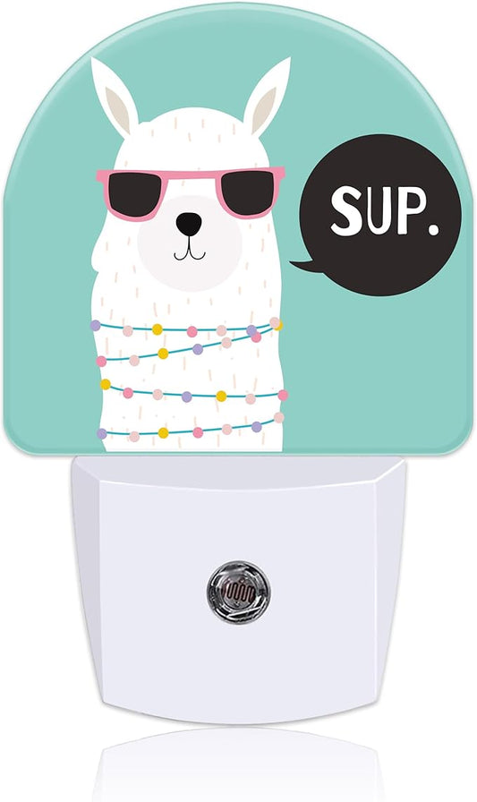 Night Light for Kids Girls Boys, Cute White Llama LED Night Light Plug into Wall with Dusk to Dawn Sensor for Room Decor, Hallway, Kitchen, Bathroom, Nursery, Stairs
