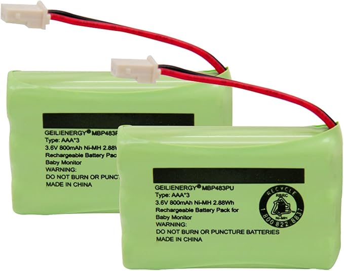 GEILIENERGY 3.6V Battery Compatible with Motorola Baby Monitor MBP33XL,Also Compatiblre with BT188645/BT288645(2 Pack)