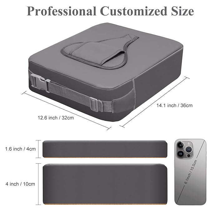 Toddler Booster Seat for Dining Table, Non-Slip Kitchen Chair Booster Seat with Backrest and Adjustable Straps, Portable PU Waterproof Travel Baby Booster Increasing Cushion