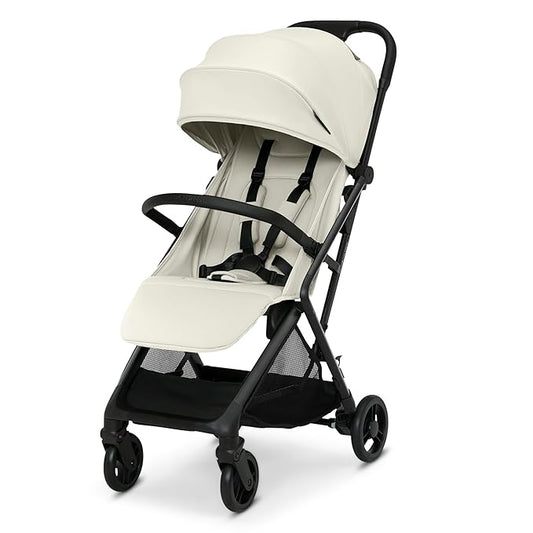 Delta Children Icon Ultra Compact Lightweight Everyday & Travel Stroller - One-Hand Fold - Only 15.6 Pounds - Fits in Overhead Compartments - Greenguard Gold Certified - Multi-Position Recline, Cream