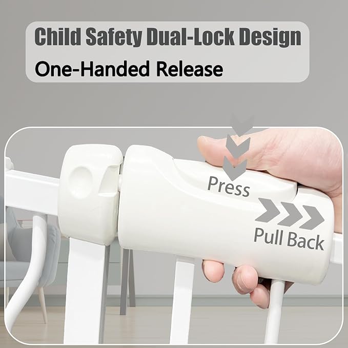 Extra Wide Baby Gate, 52.7-57.5 Inch, Large Walk Through, White Metal, Pressure Mounted, Long Safety Dog Gate for House Doorways & Stairs, 30 Inch Tall