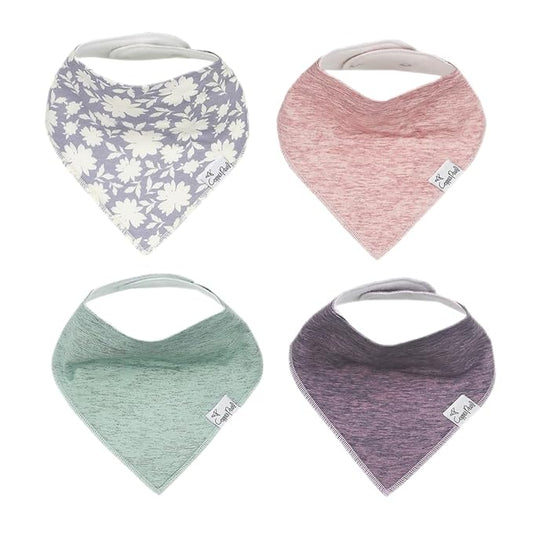 Copper Pearl 4 Pack Soft Cotton Baby Bibs for Drooling and Teething, Absorbent Drool Bibs for Baby Girl and Boy, Adjustable to Fit Newborns to Toddlers, Tons of Styles (Lacie)