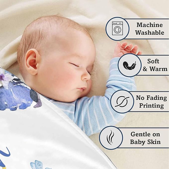 Artsadd Personalized Baby Blanket for Girls & Boys, Custom Animal Design, Perfect for Infant to Toddler, Customized Name & Nursery Bed Blanket, Custom Gift for Girl's & Boy's Birthday & Christmas