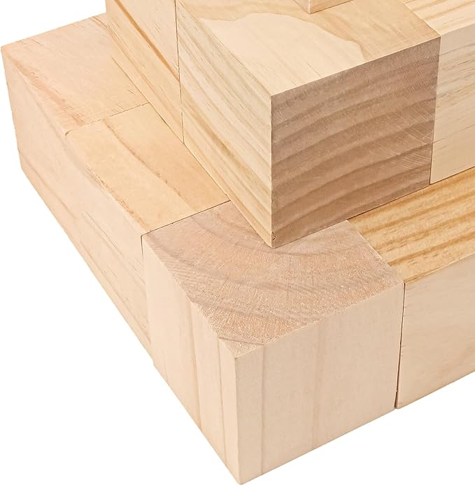 12 Pack Wooden Cubes for Crafts – 3 Inch Craft Quality Wood Cubes, Wood Blocks for Crafts Perfect for DIY Crafts and Art Projects, Unfinished Wood Cubes for DIY Project