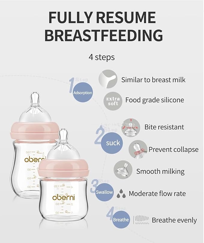 Glass Baby Bottles,Anti Colic Breastfeeding Bottle with Natural Response Nipple Size S,Wide Neck Slow Flow Baby Bottle for Baby,Newborn,Preemie 0-3 0-6 Month,BPA Free (Green, 2 Pack, 4 Ounce)