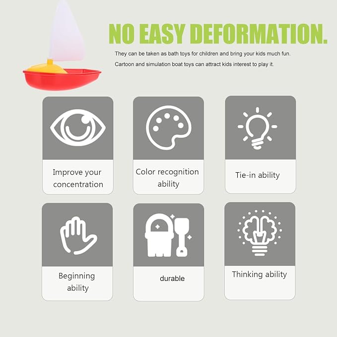 UPKOCH 3pcs Mini Plastic Sailing Boat for Kids - Bath Toys for Toddlers and Children,Bathtub Floating Pool Boats, Beach Toys ( Small, Medium & Large Sizes)