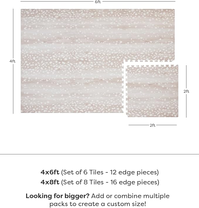 House of Noa Baby Play Mat – 4x8 Fawn Brown – Set of 8 Tiles – Cushioned EVA Foam Play Mat for Floor, Soft Interlocking Baby Crawling Mats for Hard Floors