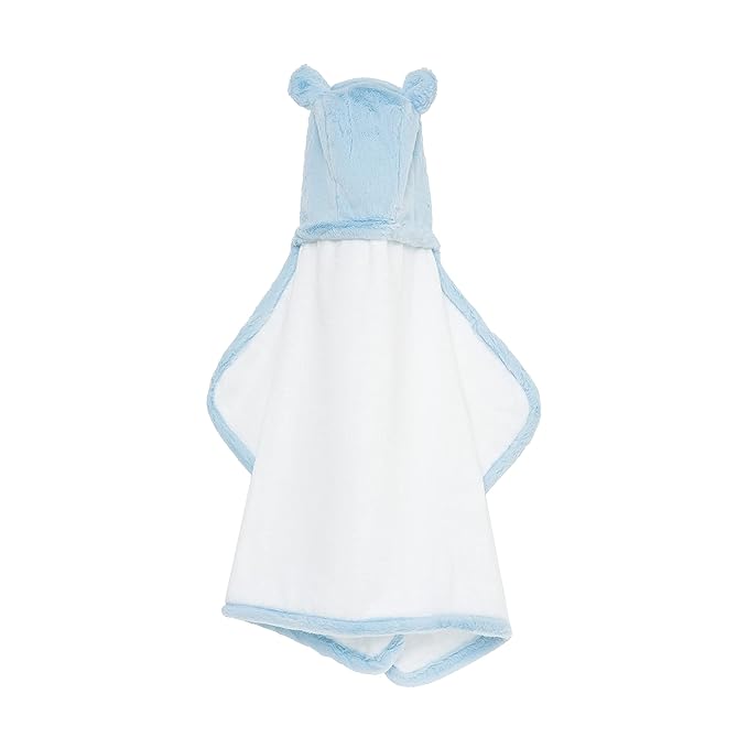 Little Giraffe Luxe Baby Towel with Ears, 24" x 41", Blue