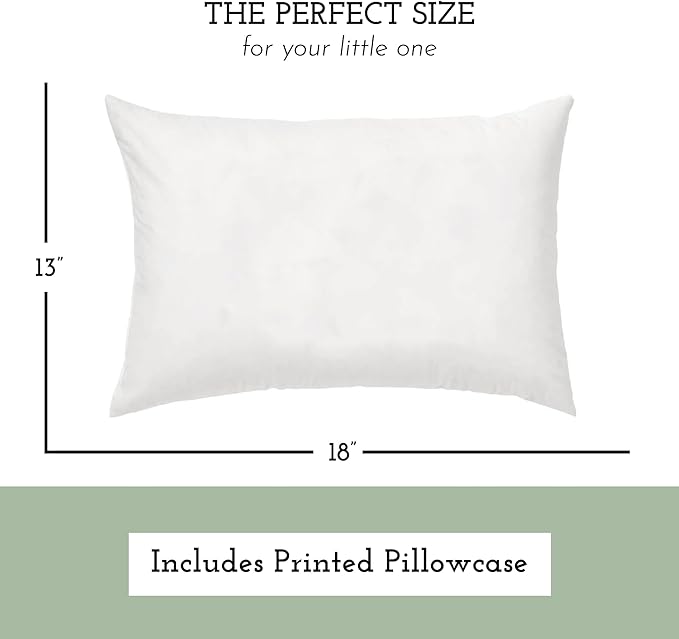 Little Sleepy Head Toddler Pillow with Pillowcase 13x18 - Kids Pillow for Sleeping - Better Neck Support Ergonomic Pillow and Toddler Pillowcase - Best Pillows for Kids (Sage)