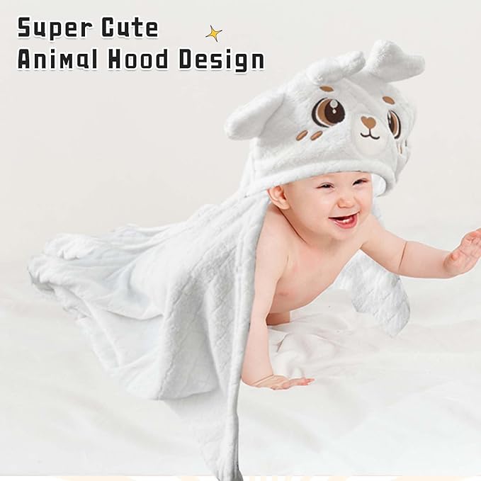 Toddler Bath Towel Hooded Kids Bath Towels Baby Towels with Hood Toddler Towels for Boy Girl 0-5 Years, 2-Pack Absorbent Baby Bath Towels Hooded Kids Bath Large 50''x32''