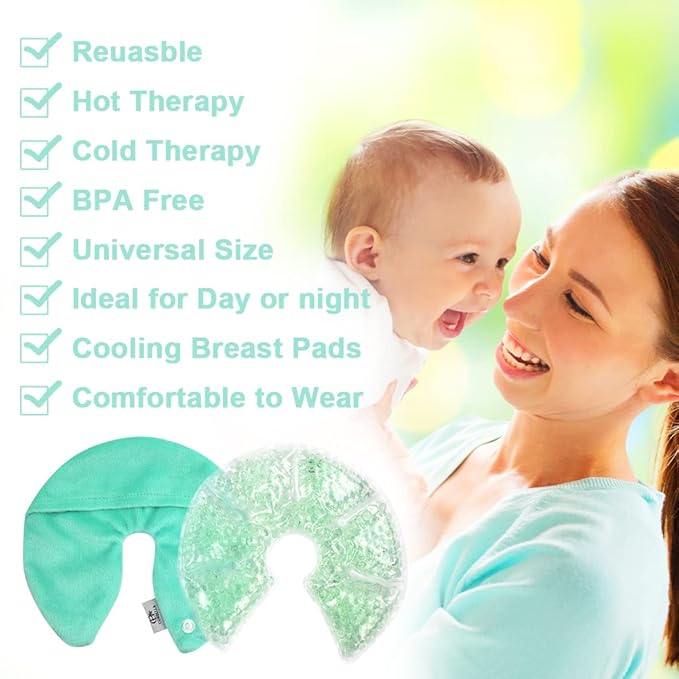 Hot Cold Gel Bead Breast Therapy Pack,Breast Ice Packs for Breastfeeding,Relief for Breastfeeding,Nursing Pain, Mastitis,Engorgement,Plugged Ducts, Boost Milk Let-Down & Production (#8 Blue)