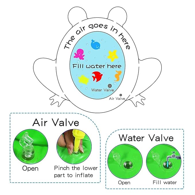 ZHUYNXIR Frog Infant Water Mat, Tummy Time Baby Play Mat, Inflatable Play Center for Newborn (36.5x30 in)