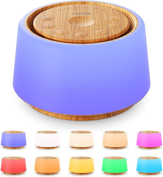 White Noise Sound Machine | White Noise Machine for Sleep | 30 Soothing Sounds | 10 Colors Night Light | Portable Sound Machine for Home Travel(Wood Grain)