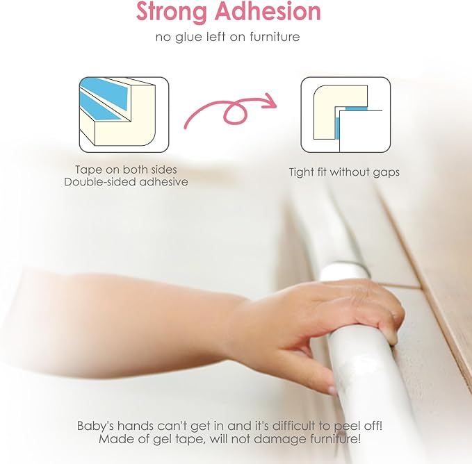 Baby Proof Corners and Edges, (Large 16.5FT Edge +8 Corners) Baby Proofing Corner Guards, Soft Rubber Foam Edge Protector, Furniture Tables Bumper Guard for Baby Safety, Cream