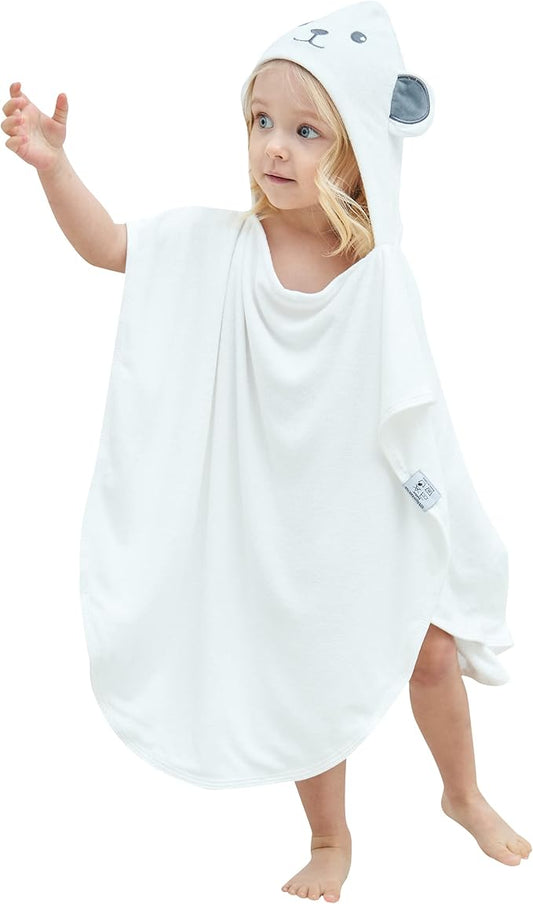 HIPHOP PANDA Hooded Towel - Rayon Made from Bamboo, Bath Towel with Bear Ears for Newborn, Babie, Toddler, Infant - Absorbent Large Baby Towel - Bear, 21.5 x 22.5 Inch