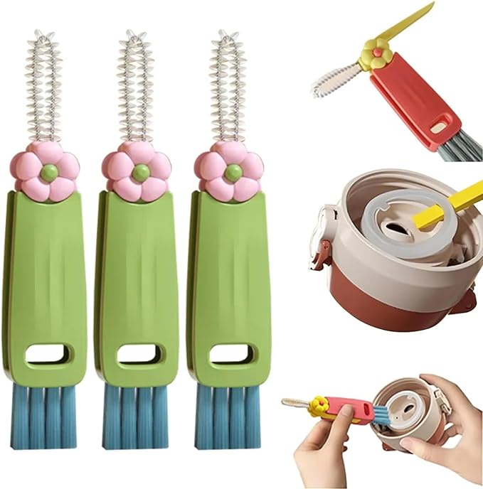 Upgraded 3 in 1 Cup Lid Cleaning Brush, 2025 New Multifunctional Lid Cleaner Brush, Bottle Cleaner Brush for Coffee Cups Lid Gap, Home Kitchen Crevice Cleaning Brush Tools