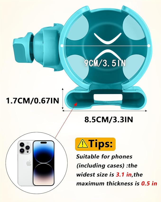 Universal Stroller Cup Holder with Mobile Phone Case, 2-in-1 Strollers Storage Rack, 360 Degrees Rotation Drink Holder for Bike, Pushchair, Wheelchair, Walker,Bicycle, Fits Most Cups (Blue)