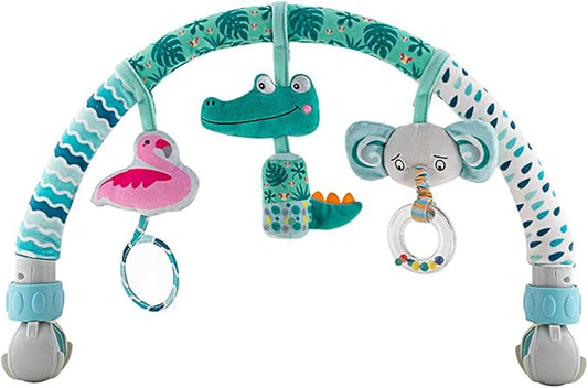 Caterbee Baby Bouncer Toy bar, Clip on Crib & Pram Activity Bar Toy Travel Arch Bassinet Toys for Toddlers (Animal)