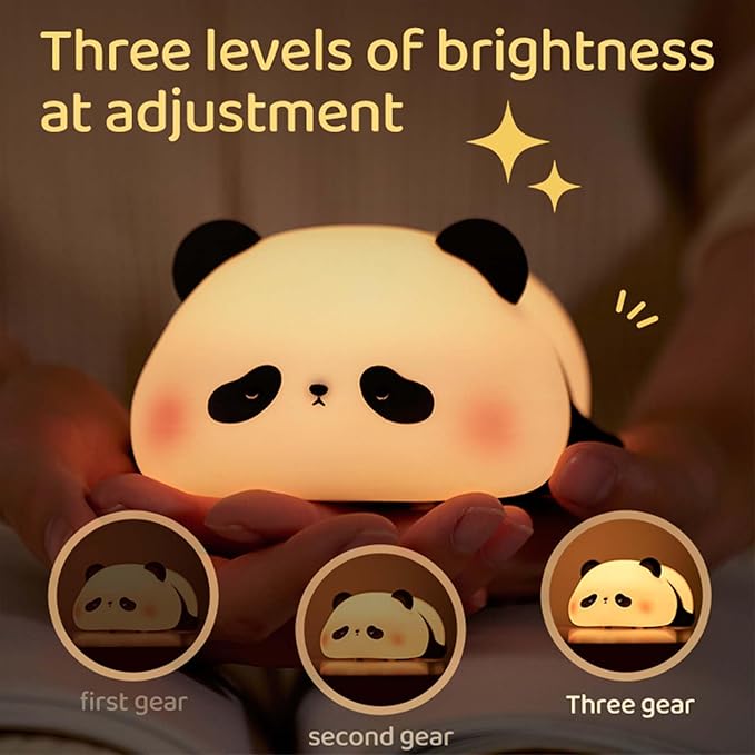 Cute Panda Night Light with Timer, Food-Grade SiliconeTouch NightLight for Baby Nurseries Dimmable Adorable Lamp for Bedrooms, Breastfeeding-Friendly Night Light, Soft Children's Gifts