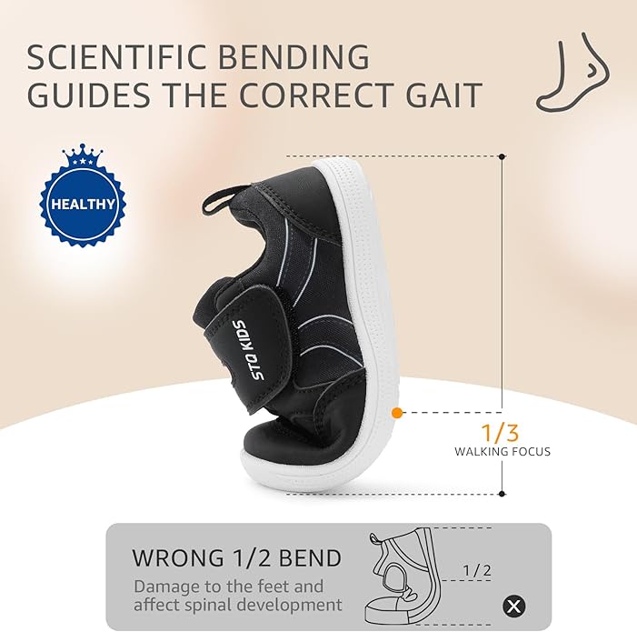 Toddler Wide Toe Box Barefoot Shoes Boys Girls Sneakers Kids Tennis Shoes Preschool Non Slip Lightweight Comfortable First Walking Shoes Running Outdoor Activities