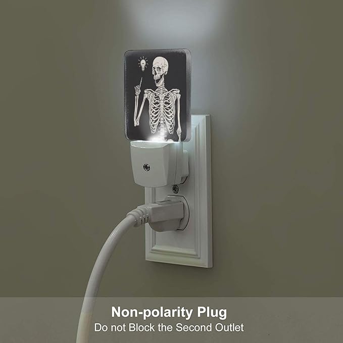 Halloween Skull Skeleton Night Light,Plug-in Nightlights Auto Sensor Night Lamp Dusk to Dawn Lamp Home Decor for Nursery Children Girls Boys