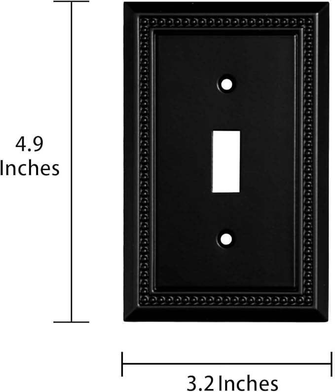 Henne Bery Sunken Pearls Heavy Duty Switch Plate/Wall Plate/Outlet Cover (Single Toggle 3PK, Matte Black)