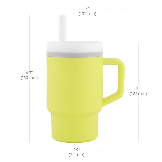 Infantino My 1st Tumbler, Silicone Sippy Cup with Straw & Handle, Spill-Resistant Baby Cup for On-the-Go, BPA-Free Transition Bottle, Citrus