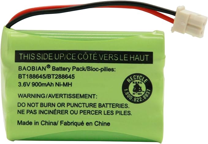 BT188645/BT288645 Battery Pack 3.6V 900mAh Ni-MH Compatible with VTech VM312 VM3251 VM3252 VM3261 Motorola MBP481 MBP482 MBP483 Digital Video Baby Monitor