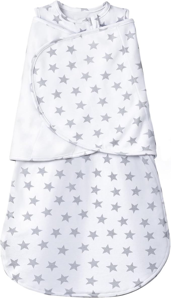 Baby Sleep Sack Swaddle,Swaddles 3-6 Months,3-Way Adjustable Wearable Transition Blanket Boy And Girl,100% Cotton,TOG 1.0(Gray stars)