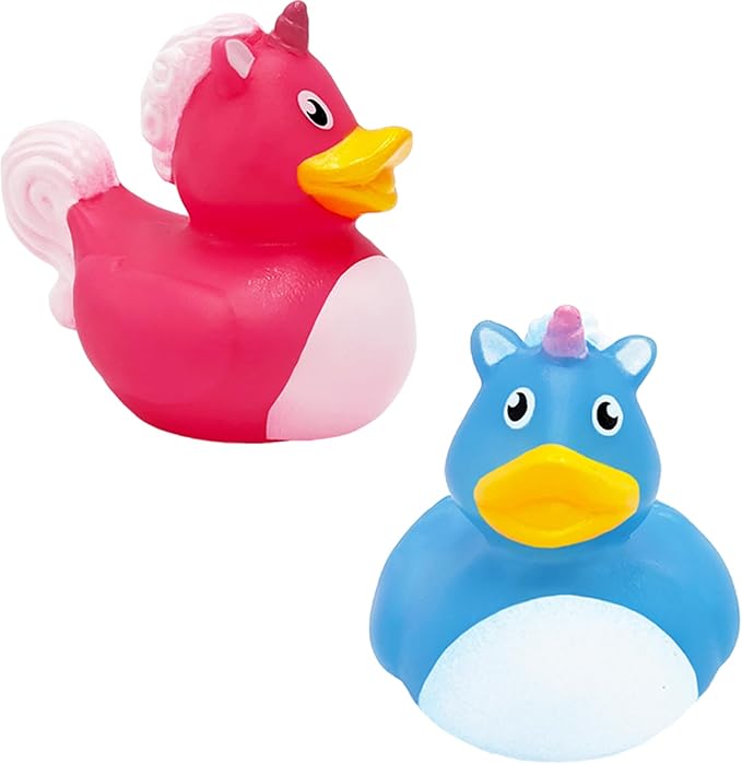 Unicorn Rubber Duck Toy Duckies for Kids, Bath Birthday Baby Showers Summer Beach and Pool Activity, 2" (24-Pack)