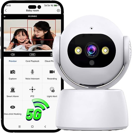 2K Security Camera Indoor, 5G/2.4G Wireless WiFi Indoor Camera for Home Security, Baby Monitor, Elderly/Pet cam, Motion Detection, 2-Way Audio, Cloud & SD Card Storage, Compatible with Alexa
