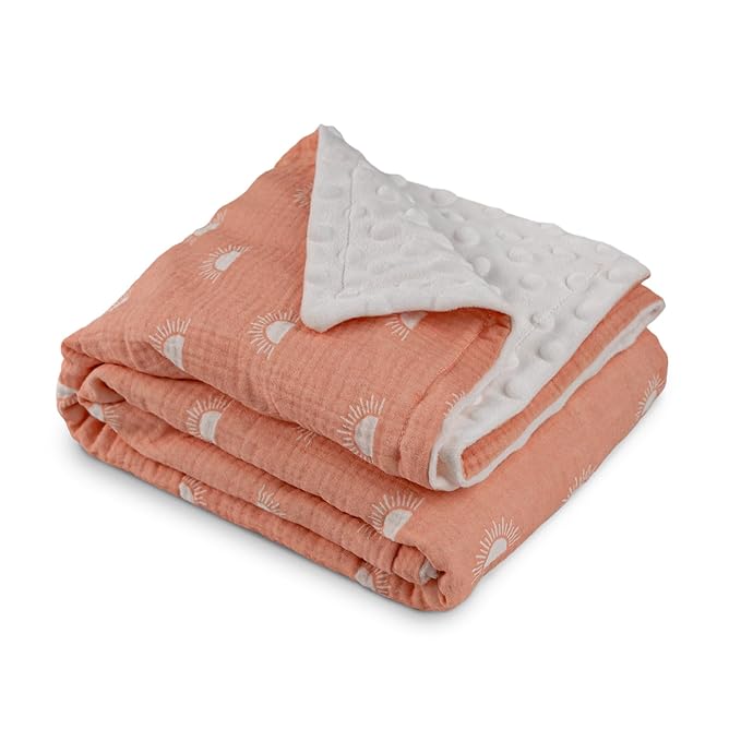 Soarwg Kids Baby Blanket Unisex Newborn, Super Soft Nursery Minky Blankets with Muslin Cotton for Boys Girls, Toddler Baby Nursery Bed Blanket Shower Gifts, 30 x 40 Inch