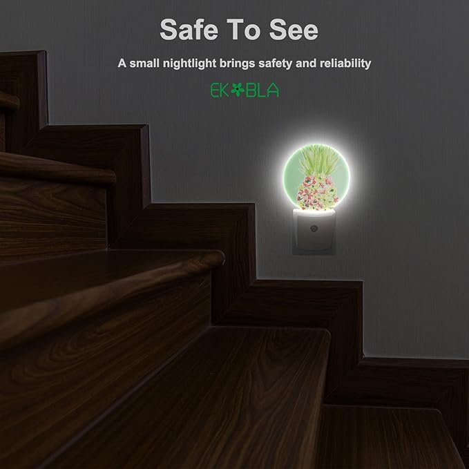 EKOBLA Cute Pineapple Night Light Tropical Fruit Plug-in Nightlights with Dusk to Dawn Sensor, 0.5W Energy Efficient Lighting for Bedroom & Kitchen (Auto On/Off Home Decor)