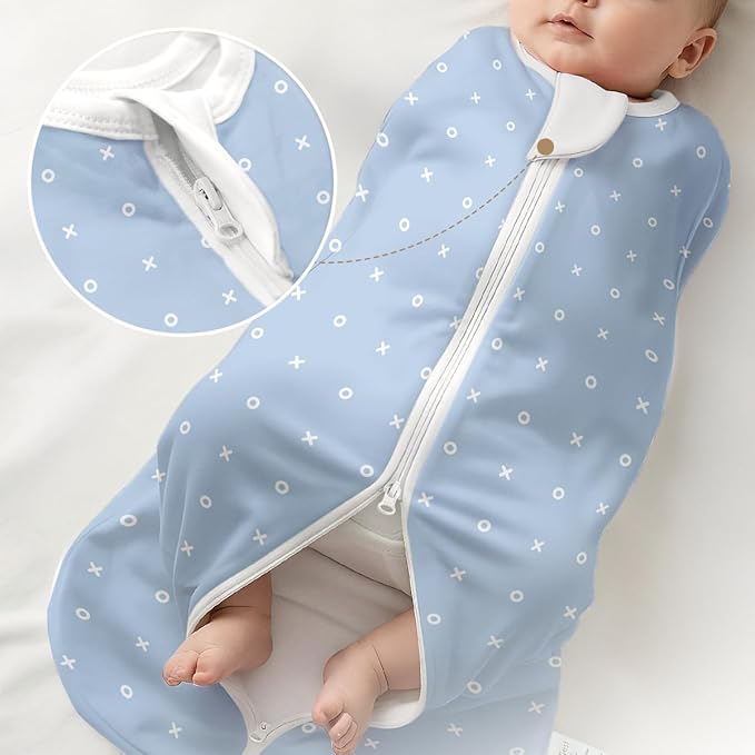 Baby Swaddle 0-2 Months, Cotton Arm-In Zipper Sleep Sack, Wearable Blankets Wrap for Newborn Infant Boys (Dinosaur, Polka Dots, Pack of 2)
