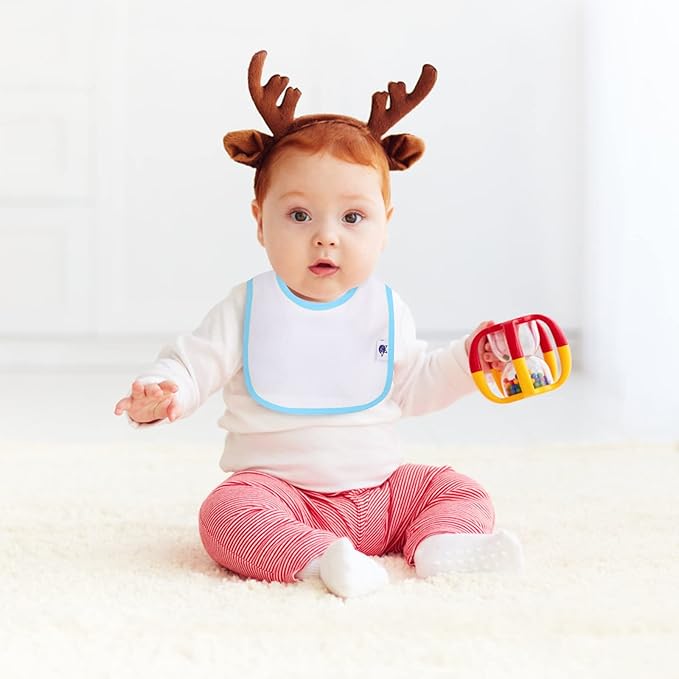 SPINFOX Waterproof Baby Bibs for Girls, Boy, Unisex Drool Bib Cotton Solid Knit Infant Feeding Bibs