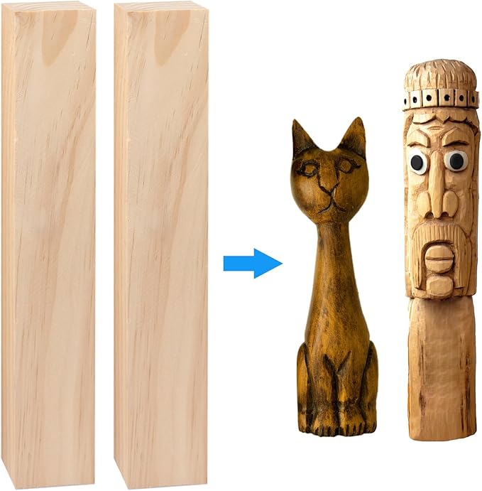 6 Pack Basswood Carving Blocks, 12x2x2 Inches Basswood Blocks for Beginner to Advanced Carvers, Ideal for DIY Projects and Gifts, Soft and Smooth, Easy Whittling and Carving by GNIEMCKIN