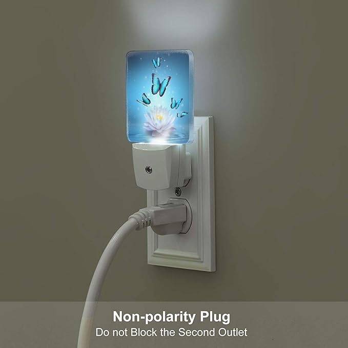 Zen Lotus and Butterfly Night Light,Plug Into Wall with Dusk to Dawn Light Sensors, Warm Nightlights for Bedroom, Bathroom, Hallway, Kitchen, Gifts Ideal for Boys Girls Women Men